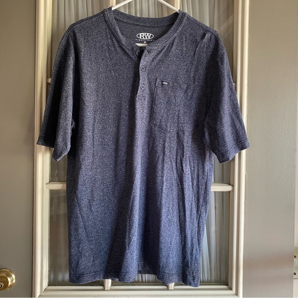Ruggad Wear Blue Heathered Dry Fit Henley